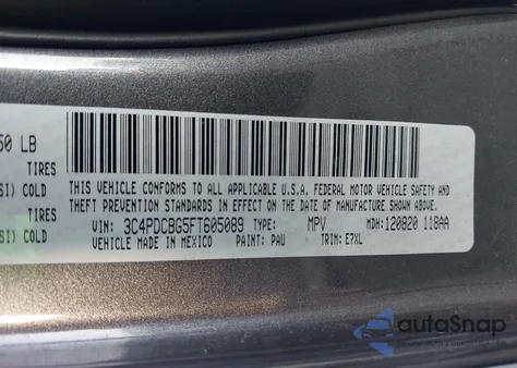 2015 Dodge Journey Sxt z USA, uszkodzony, nr VIN 3C4PDCBG5FT605089